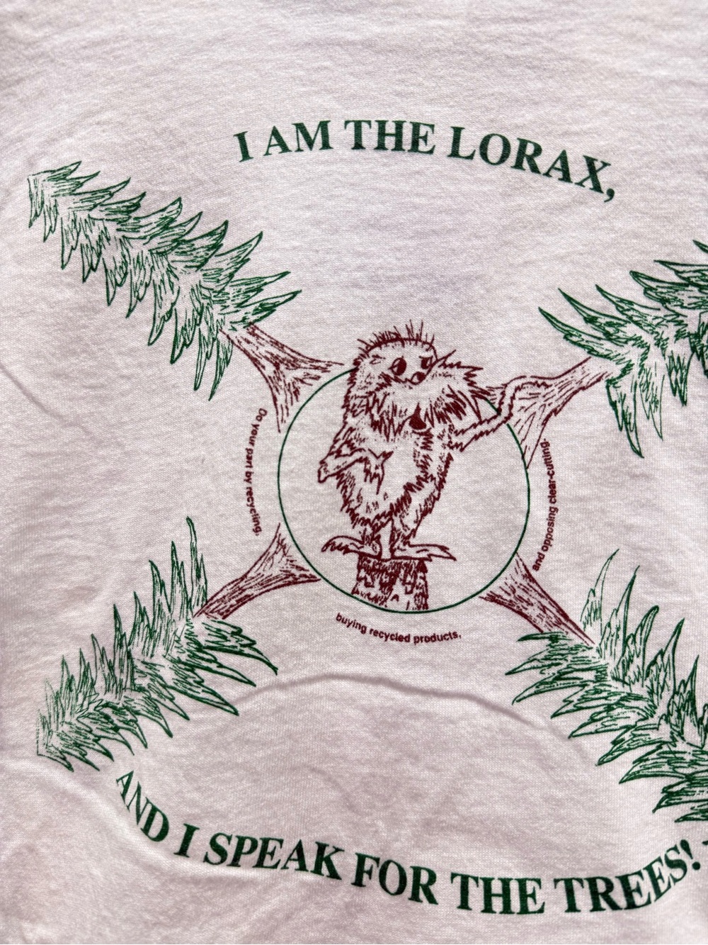 Vintage Single Stitch I Am The Lorax Graphic Tee - White with Green & Brown Tee